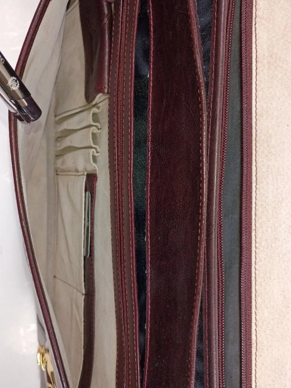 Vintage Giorgio Bernini Reddish-Brown Leather Briefcase Attache Bag Portfolio